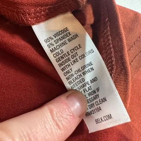 NWT New Directions Womens Julianna Bell Sleeve Crepe Dress Rustoxide Medium Rust Orange