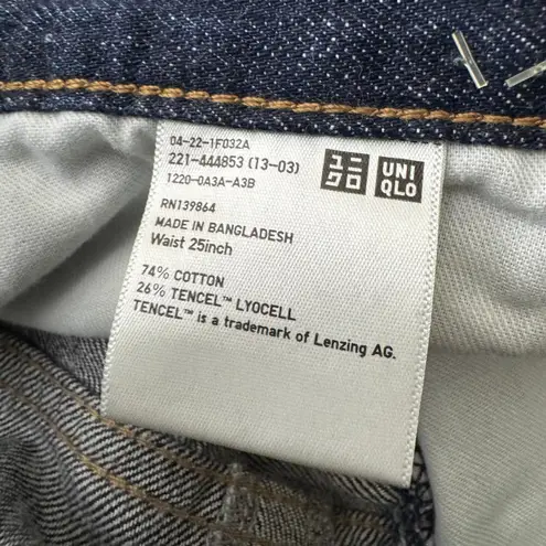 Uniqlo  Peg Top High Rise Relaxed Tapered Fit Dark Washed Jeans Womens Size 25 - Image 7