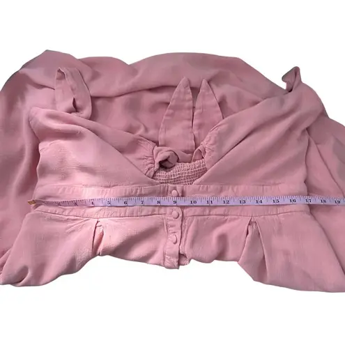 Button Front Midi Dress Womens 2X Smocked Fairy Cottagecore Soft Girl Romantic Pink