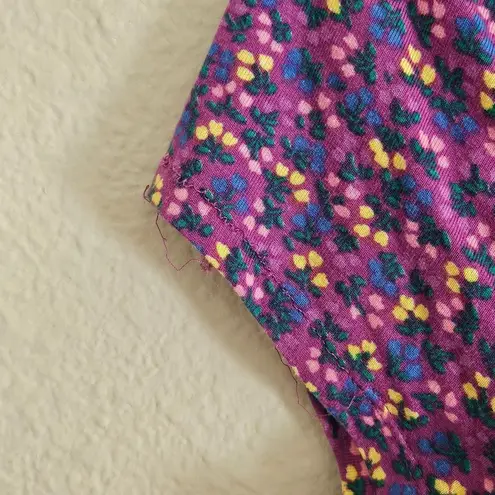 Matilda Jane Womens Walking On A Cloud Top Size S Floral Mesh Trim Purple