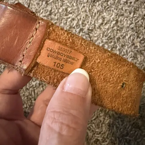 Cowboy 8 Belt Brown Leather Studded Rhinestones 1.25”x49” Western Cowgirl Rodeo