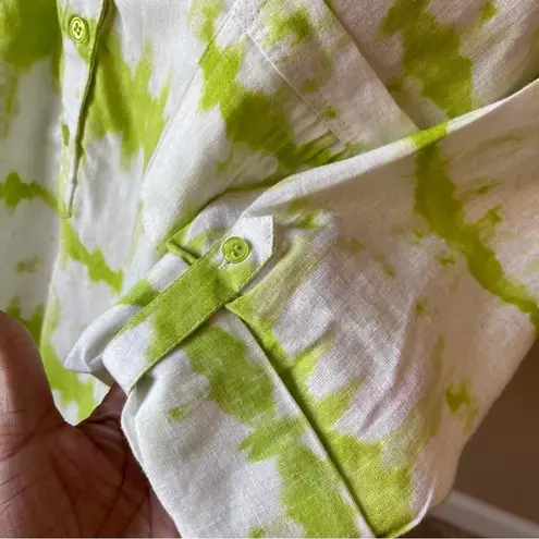 Coral Bay | Green Tie Dye Linen Blend Blouse Sz LP