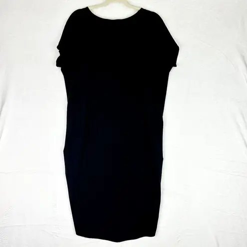 Joseph Ribkoff Silky Knit Cocoon Dress Size 8 Black Short Sleeve Hi Low
