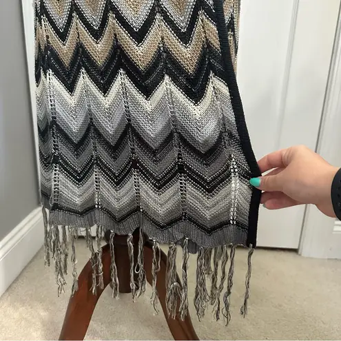 New Directions Dusty Blue and Grey Chevron Cape Duster Size L Black Size L