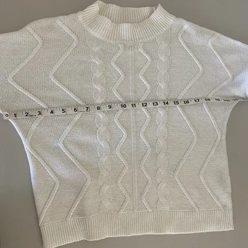 Nordstrom BP. White Cable Knit Tiered Ruffle Bell Sleeve Sweater Small