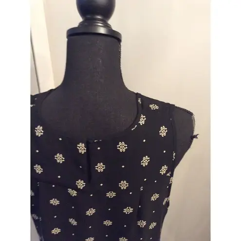 Violet+Claire  Large L Sleeveless Print Top Black White