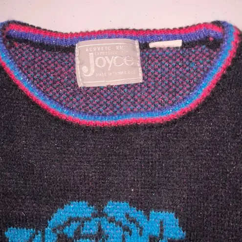 Vintage Expressly for Joyce Metallic Shimmery Floral Acrylic Sweater Multiple Size XL