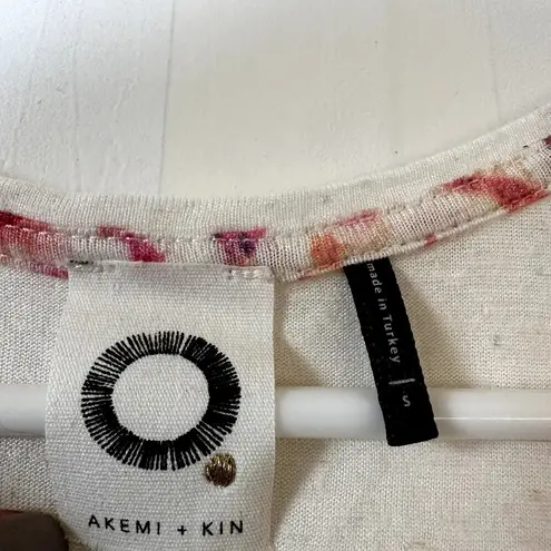 Anthropologie Akemi + Kin Caicos Tank Top Scoop Neck Sleeveless Floral Diamond Pattern Pink S