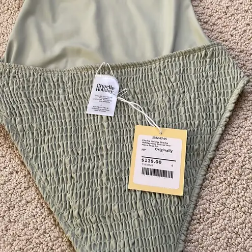 Charlie Holiday Shirree Textured Mint Gina One Piece Strappy Back