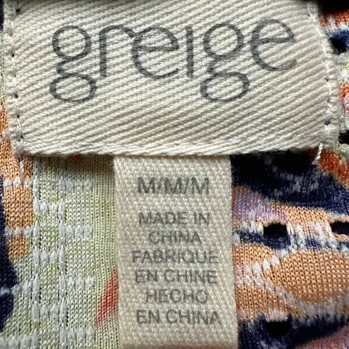 Greige Eyelet Summer Fun 3/4 Sleeve Pullover Top Size M Blue Size M