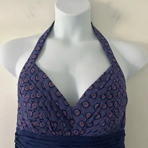 Sangria Halter Floral Geometric Flowy Midi Handkerchief Dress Size 14