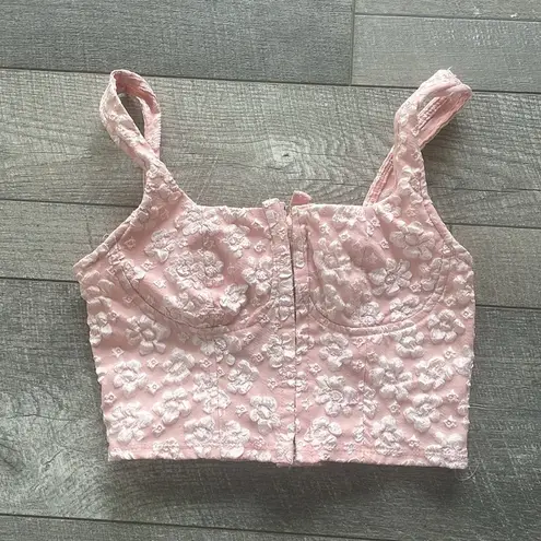 Wild Fable Pink Floral Lace Corset Crop Tank Top Size XS
