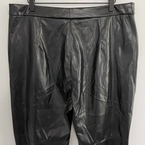 H by Halston New Halston Faux Leather High Rise Straight Leg Ankle Pants Black