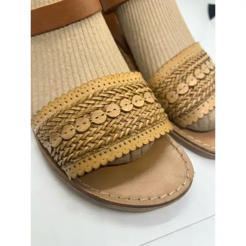 Mariella Made in Italy Boho Sandal neutral Tan Scalloped Edges Size 8