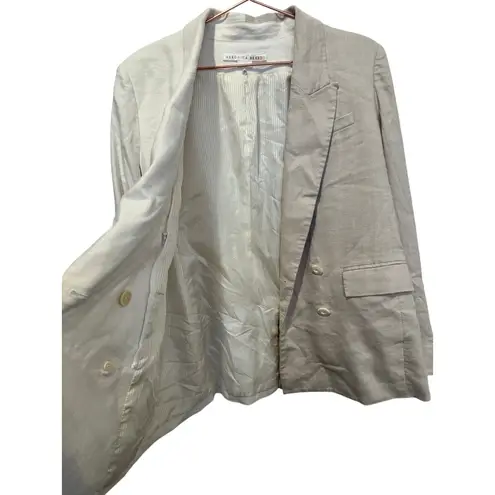 Veronica Beard Braeton Tan White Dickey Blazer Jacket Officewear Linen size 14 - Image 12