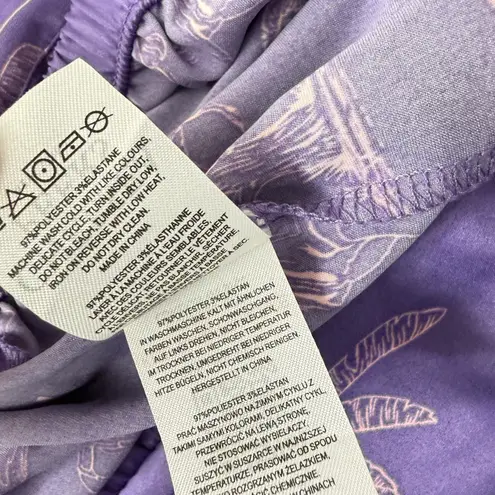 Chelsea Peers Safari Pajama Set Womens Small Purple Satin Button Up Elastic Pink - Image 9