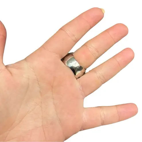 Sterling Silver Dome Statement Ring Size 8, 925 Stamped Modernist Dome Design