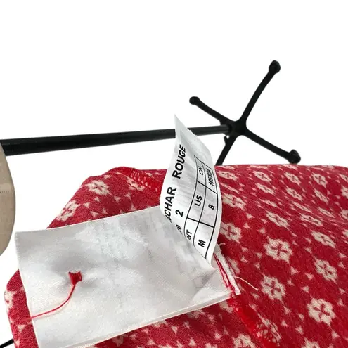 Ba&sh Charlie Dress Wrap Crepe Short Sleeve Floral Print Red White Size 2 US 8