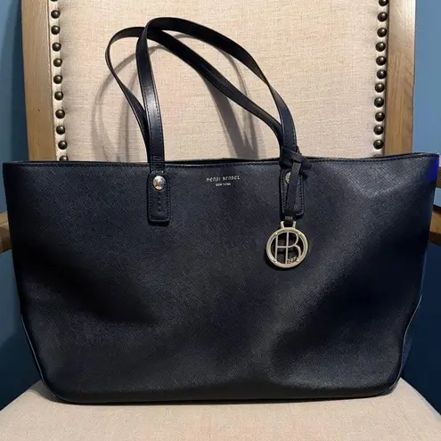 Henri Bendel Black Canvas Leather Tote Bag