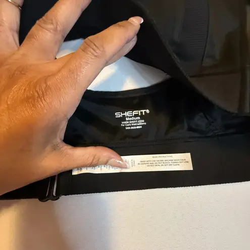 SHEFIT NWT Ultimate Sports Bra Black Front Zip Adjustable Straps Racerback Sz M Size M