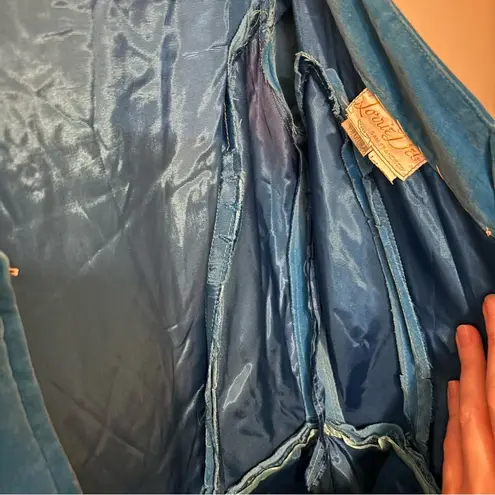 Circa 1960's Lorrie Deb blue velvet short sleeve dress Size 4