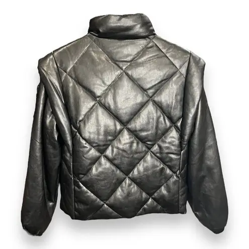 Pistola $249 Women's Black Callista Quilted Faux-Leather Jacket Coat Size Small