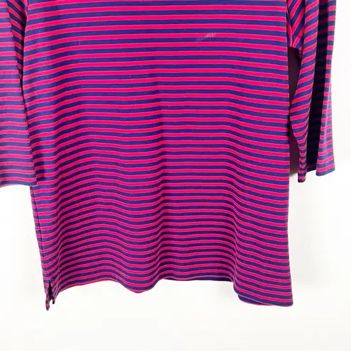 Quacker Factory Striped 3/4 Sleeves Sequin Lobster Shoulder Accents Top Medium