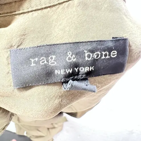 Rag and Bone  New York Women Sleeveless Trench Dress Olive Green Belted Utility Sm