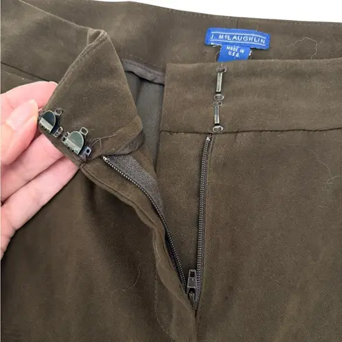 J. McLaughlin Chocolate Brown Straight Leg Flat Front High Rise Faux Suede 10