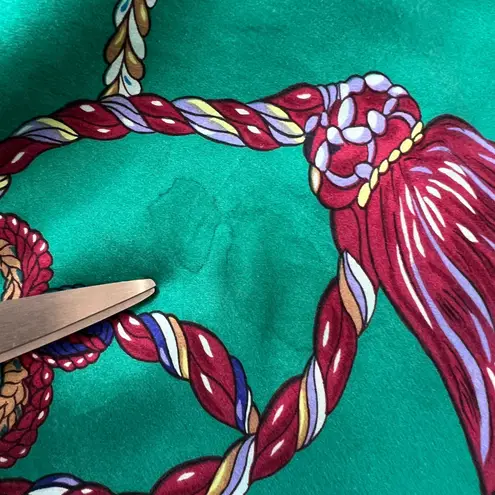 Victoria's Secret Vintage  Silk Robe Small Green Tassel Chain Print 90s Loungewear thumbnail 8