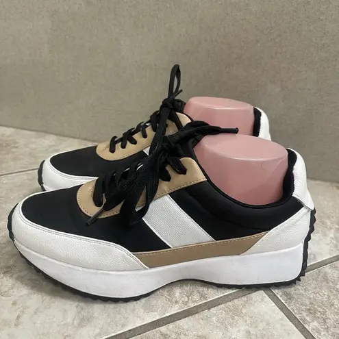 Dolce Vita Breela Platform Sneakers Shoes Black Tan & White Women's Size 9.5