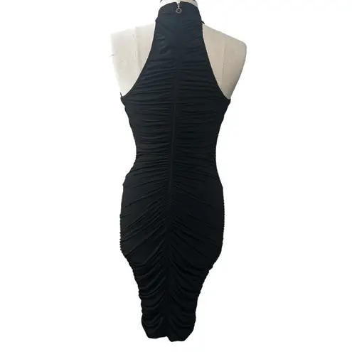 Nookie Rose Ruched Midi Bodycon Dress in Black Size Small Gently Used