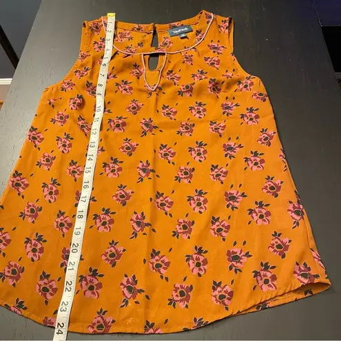 Modcloth  Orange Pink Floral Keyhole Neck Tank Top Women’s Size XS