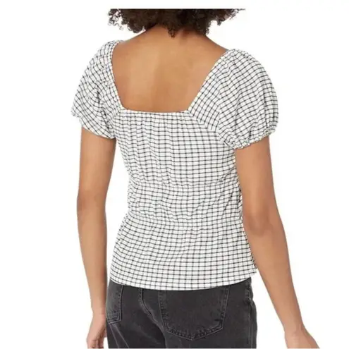 Madewell NEW  Size Medium Omaha White Black Gingham Tiered Puff Sleeve Shirt