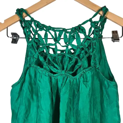 NIKIBIKI 100% Silk Flowy Sleeveless Knotted Neck Tank Blouse M