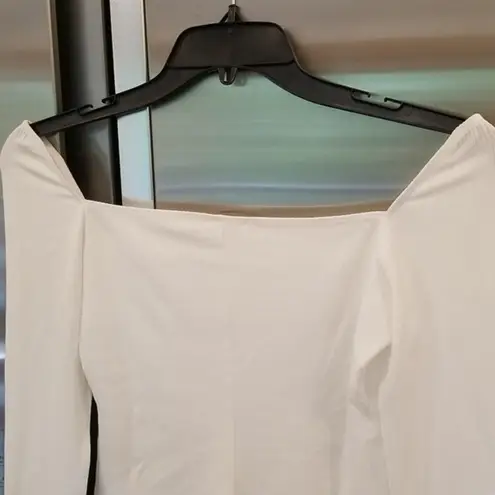 Reformation 💕💕 Gaia Bodysuit ~ Square Neck Ribbed Long Sleeve White XL NWT