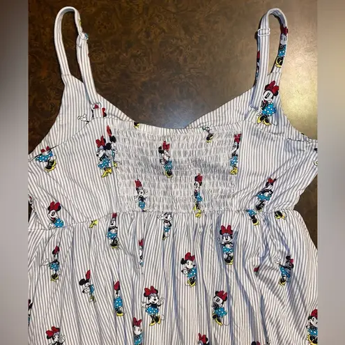 Her Universe Disney Retro Minnie Mouse Bow Front Grey Stripe Dress - siz…