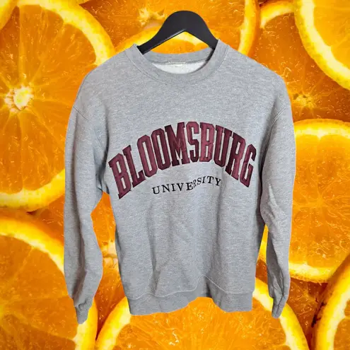 Heather Grey Bloomsburg University Game Day Crewneck Pullover Sweatshirt Size Gray Size M
