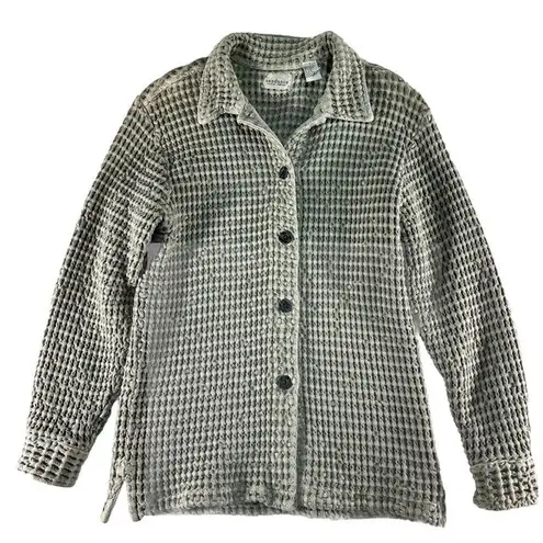 Sundance Catalogue 1 Small Waffle Jacket Button Front Cotton Oversized RARE