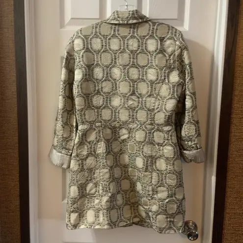 Harolds Women’s Gold/Tan Woven Print Acetate Dress Coat size M Size M