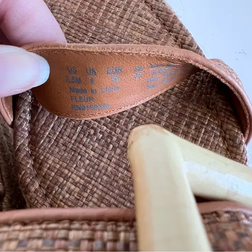 J. McLaughlin  Fleur Cuoio Bamboo Buckle Espadrille Platform Slip on Wedge Sandal