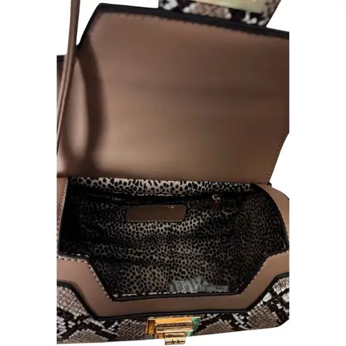 Tan and Black Animal Print Snake Print Crossbody Bag