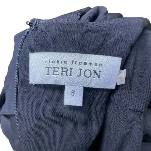 Rickie Freeman‎ Teri Jon Black Flutter Sleeve Ruffle Long Gown Size 8