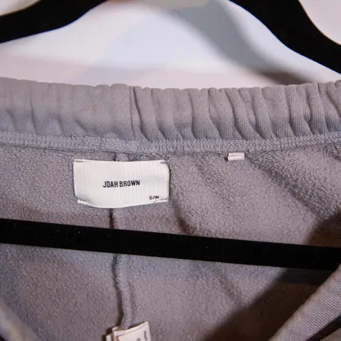 Joah Brown Oversized Cotton Blend Fleece Lined Ankle Crop Joggers Pants Gray S/M