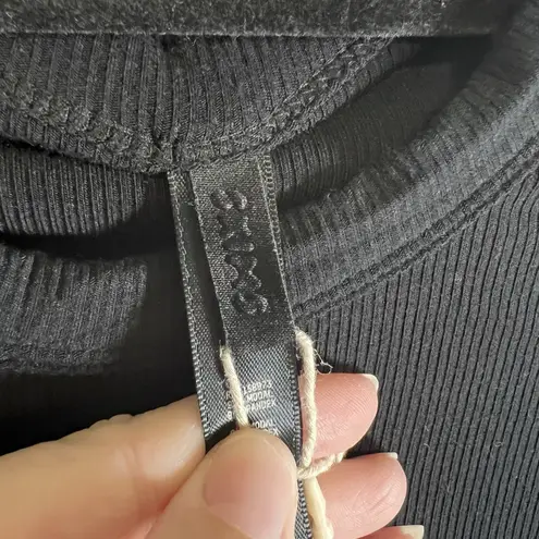 SKIMS Cropped Rib Modal Tee Black Slim Fit Crewneck Lightweight Stretch Sz XS