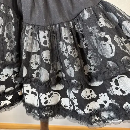 Tripp NYC Suspenders Skull Mini Skirt Size XXL Black White Tulle Ruffle Goth
