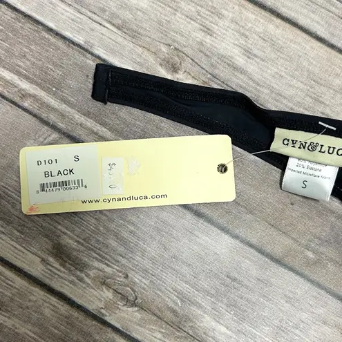 Cyn & Luca Black Halter Underwire Padded Bikini Top NWT Small Gold Tone Rivets