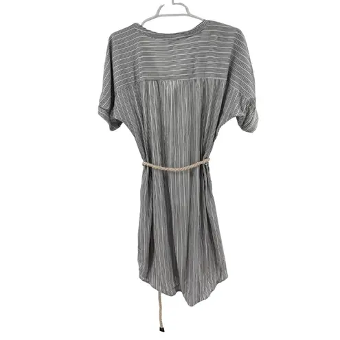 Sanctuary  Black White Striped Mini button front shirt Dress S neutral casual