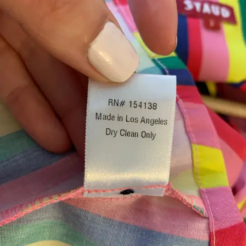 STAUD Alice Tie-front Striped Stretch-cotton Poplin Dress In Pink Stripe