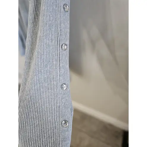 New York Laundry Sweater Sz XL Ribbed Button Sleeve High Low Loose Fit New